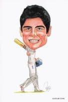 Alistair Cook England Cricket Team Comic Limited Edn Art Postcard