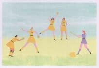 All American Girls Womens Baseball League WW2 Painting Postcard