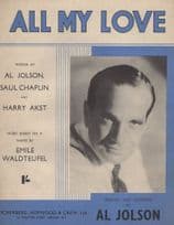 All My Love Rare Al Jolson Cover 1940s Sheet Music