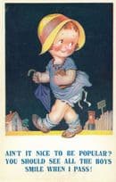 All The Boys Smile When I Pass Cute Comic Vintage Postcard