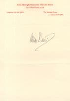 Allan Davis GBE 1980s Lord Mayor Of London Hand Signed Letter Autograph