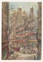 Allan Ramseys Shop High Street 1870 Edinburgh Scottish Painting Postcard