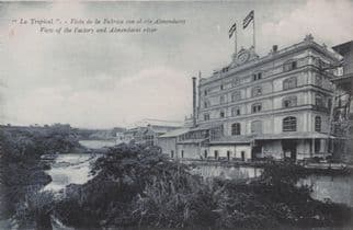 Almandares Factory River Cuba Flags Aerial Antique Postcard
