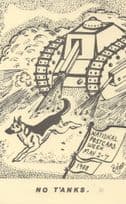 Alsation Dog Running From Military Tank American Advertising Postcard