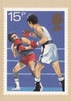Amateur 1980 Boxing Fight Painting Royal Mail Stamp Ltd Postcard