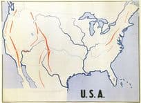 America School Map Chart College Old Educational Drawing Postcard