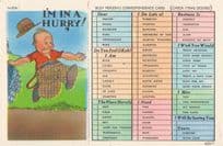American Busy Person's Correspondence Card I'm In A Hurry Old Postcard