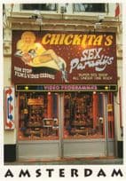 Amsterdam Chickita's Sex Paradijs Red Light Sex Shop Dutch Rare Postcard