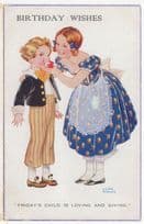 An Apple For Fridays Child Lilian Rowles Old Comic Postcard