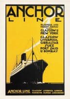 Anchor Line Glasgow New To York Liverpool Cruise Ship Travel Poster Postcard