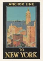 Anchor Line Glasgow To New To York DNA Ship Travel Poster Postcard