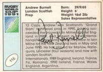 Andrew Burnell Scotland Hand Signed Rugby 1991 World Cup Card Photo