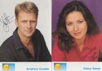 Andrew Castle Clare Nasir 2x GMTV Hand Signed Cast Card Photo