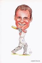 Andrew Strauss England Cricket Team Comic Limited Edn Art Postcard