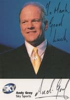Andy Gray Football Hand Signed Sky Sports Cast Card Photo