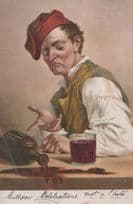 Angry Cross Man Spilling Bottle Of Spirits Alcohol Antique Postcard