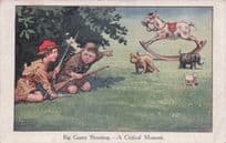 Animal Hunting Rocking Horse Boy Scouts Antique Comic Postcard