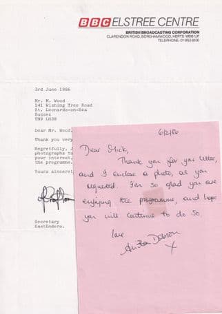 Anita Dobson Julia Smith Says Sorry 2x Hand Signed Eastenders Letter s