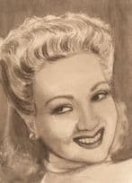 Ann Southern Hollywood Film Actress Vintage Rare Old Hand Art Drawing