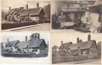 Anne Hathaways Cottage incl Kitchen 4x Old Postcard s