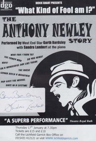 Anthony Newley Story Sandra Lambert Pianist Hand Signed Theatre Flyer