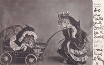 Antique Cat Mother & Baby Kitten in Pram 1903 Tucks Postcard