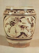 Antique Chinese Jar China Bird Patterns 14th Century Postcard