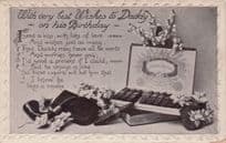 Antique Cigar Box Father Birthday Greetings Old RPC Postcard