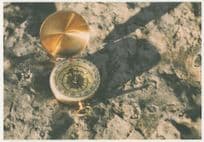 Antique Gold German Compass Geography Device Germany Postcard
