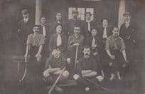 Antique Hockey Team Giant Long Moustache Face Old Sports Postcard