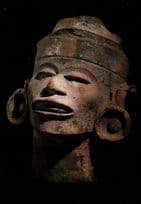 Antique Mexico Mexican 1200 AD Head Sculpture French Museum Postcard