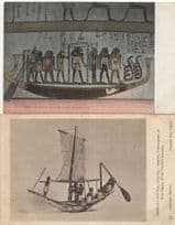 Antique Model Of A Nile Boat Egyptian 2x Old Postcard s