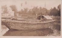 Antique Rowing Boat Canoe Singapore Malaya Real Photo Old Postcard