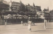 Antique Swiss Tennis Match Grand Hotel Adelboden Switzerland Postcard