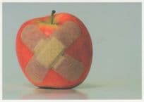 Apple Fruit Wearing Bandage First Aid German Photo Award Postcard