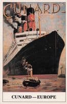 Aquitania Cunard Line Ship Advertising Poster Postcard