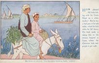 Arab Egyptian Man Riding Horse Child Painting Fashion Old Postcard