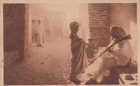 Arab Man With Gun Rifle Egyptian Antique Postcard