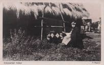 Araucanian Araucanos Indian By Hut Chile Old Real Photo Postcard