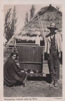 Araucanian  Araucanos Indian Wearing Mats Chile Old Real Photo Postcard