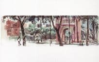 Arc De Triomphe Triomf Barcelona Spain Sketch Painting Postcard