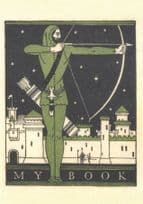 Archery Antique Bookplate My Book Bow & Arrow Plate Postcard