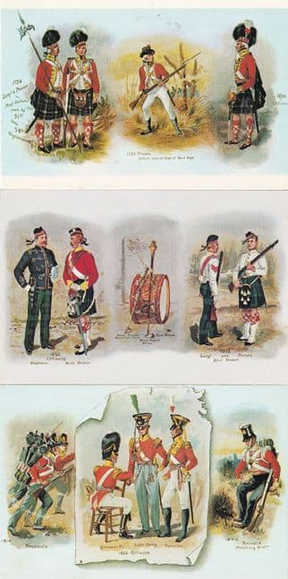 Argyll Highlanders Dress Military Costume 3x Postcard s