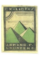 Armand P Grunberg Pyramids Antique Bookplate Ex Libris Book Postcard