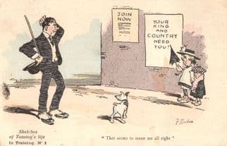 Army WW1 Recruitment Poster Join Now Tommy Comic Old Postcard