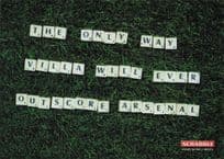 Arsenal FC Vs Aston Villa Scrabble Board Game Comic Postcard