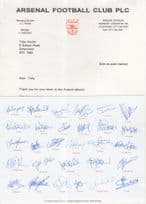 Arsenal Football Vintage Full Squad Signed Photo & Letter From Club