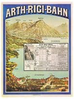 Arth Rigi Bahn 1885 Switzerland Railway Timetable Poster Postcard