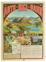 Arth Rigi Bahn 1890 Victorian Switzerland Railway Poster Postcard