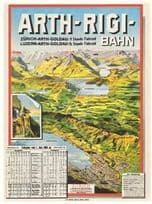 Arth Rigi Bahn 1898 Switzerland Railway Timetable Poster Postcard
